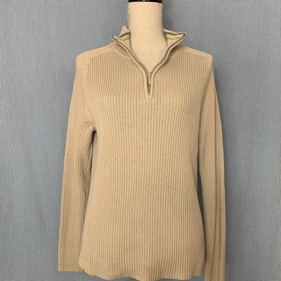 Men's Half Zip Ribbed Sweater / Men's Cotton Jumper / SMALL / 90's or early 00's - Picture 1 of 5